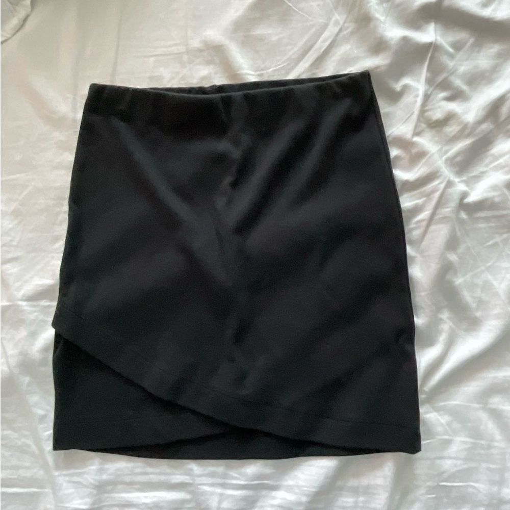 SO Black Asymmetrical Wrap Mini Skirt